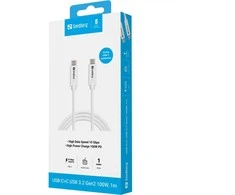 SANDBERG USB-C-C USB 3.1 G2 100W Kabelis | Baltas, 1 m
