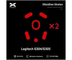 X-Raypad Obsidian Skates Logitech G304 &amp; G305 Raudona 2 vnt. (Raudoni) Pakaitiniai Pelė Feet