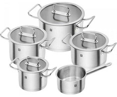 ZWILLING PRO 5 dalių 18/10 nerūdijančio plieno puodų rinkinys, sidabrinis