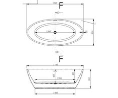 Akrilinė vonia OVAL 231 balta/juoda