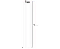 Dušo kabinos šoninis stiklas lenktas 305x1420 (310 mm) skaidrus dekoras 4.35.