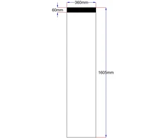 Dušo kabinos šoninis stiklas tiesus 360x1605 pilkas 3.1.