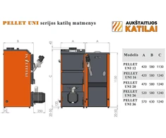 Katilas granulinis PELLET UNI 12 su KIPI ROT POWER 16 kW degikliu ir 320 l talpa
