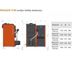 Katilas granulinis PELLET UNI 20 su KIPI ROT POWER 16 kW degikliu ir 230 l talpa