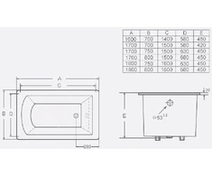 Ketinė vonia ELITE 160x70x45