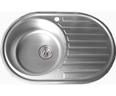 Nerūdijančio plieno plautuvė 7108 0.8 mm dešinė su sifonu