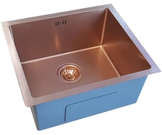 Nerūdijančio plieno plautuvė D4843HC COPPER su sifonu