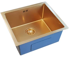 Nerūdijančio plieno plautuvė D4843HG GOLD su sifonu