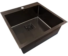Nerūdijančio plieno plautuvė D5050H Juodas su sifonu 1.0 mm