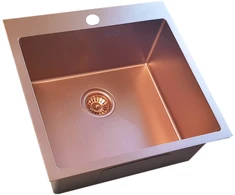 Nerūdijančio plieno plautuvė D5050HC COPPERY su sifonu