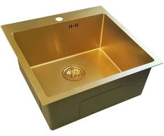 Nerūdijančio plieno plautuvė D5151HG GOLD su sifonu