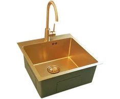Nerūdijančio plieno plautuvė D5151HG GOLD su sifonu