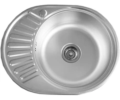 Nerūdijančio plieno plautuvė D5745 kairė DEKOR 0.7 mm su sifonu