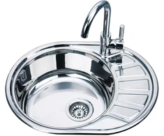 Nerūdijančio plieno plautuvė D5745P dešinė 0.8 mm su sifonu