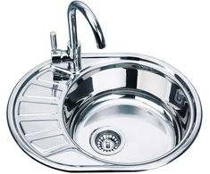 Nerūdijančio plieno plautuvė D5745P kairė 0.8 mm su sifonu