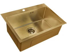 Nerūdijančio plieno plautuvė D6045HG GOLD su sifonu