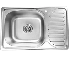 Nerūdijančio plieno plautuvė D6642P 660x420 0.8 SATIN dešinė su sifonu