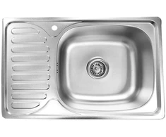 Nerūdijančio plieno plautuvė D6642P 660x420 0.8 SATIN kairė su sifonu