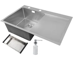 Nerūdijančio plieno plautuvė D6845H SATIN dešinė su sifonu