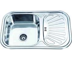 Nerūdijančio plieno plautuvė D7549P 750x490 0.6 DEKOR dešinė su sifonu