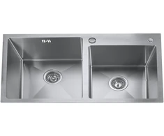Nerūdijančio plieno plautuvė S8446H Satin 1.0mm su sifonu
