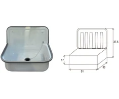 Plautuvė metal. 510x330x375 emaliuota tvirtinama prie sienos