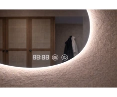 Veidrodis OVAL LED IŠMANUS su funkcija nuo rasojimo, laikrodžiu ir termometru