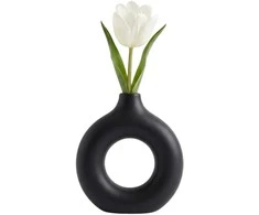 Dekoratyvinė juoda PVC vaza, minimalistinė