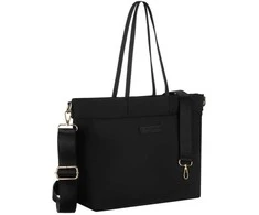 Didelė juoda moteriška „Peterson“ nailoninė shopper rankinė A4 formatui, su magnetiniu užsegimu