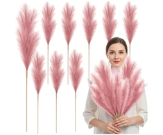 Dirbtinė pampų žolė šiltai rožinė PVC, 10 vnt. N89