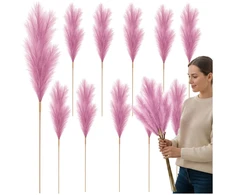 Dirbtinė rožinė pampų žolė PVC, 10 vnt. N81