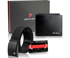 Dovanų rinkinys vyrams: odinė piniginė Pierre Cardin RFID ir diržas Stevens 323206