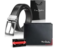 Dovanų rinkinys vyrams: odinė piniginė Pierre Cardin RFID, odinis diržas 75TILAK8806