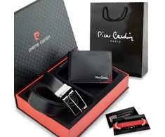 Dovanų rinkinys vyrams: odinė piniginė Pierre Cardin RFID, odinis diržas 75T8806BR