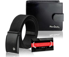 Dovanų rinkinys vyrams: odinė piniginė Pierre Cardin RFID ir diržas Stevens A423206