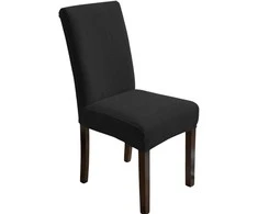 Elastingas kėdės užvalkalas, juodas, minimalistinis