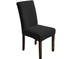 Elastingas kėdės užvalkalas, juodas, minimalistinis