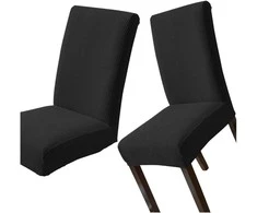 Elastingas kėdės užvalkalas, juodas, minimalistinis