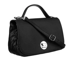 Elegantiška moteriška „David Jones“ juoda crossbody rankinė su dygsniuotais šonais