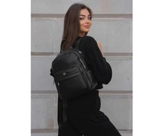 Juoda dirbtinės odos moteriška kuprinė „Rovicky“ su kišenėmis K31