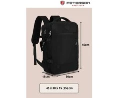 Juoda kelioninė kuprinė „Peterson“ rankiniam lėktuvo bagažui iš patvarios medžiagos K52
