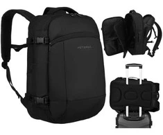 Juoda tekstilinė kelioninė kuprinė „Peterson“ su vakuuminiu skyriumi ir USB jungtimi K49