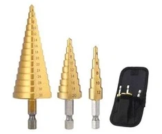 Kūginis pakopinis grąžtas, 3 vnt., 4-32mm G206