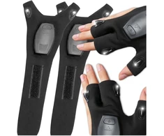 LED žibintuvėlio pirštinės, juodos, USB, 2 vnt. TP91