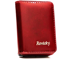 Maža moteriška natūralios odos piniginė su RFID apsauga, raudona – Rovicky ST79