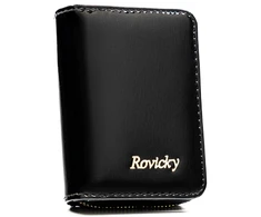 Maža moteriška natūralios odos piniginė su RFID apsauga, juoda – Rovicky ST80