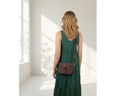 Maža moteriška „Peterson“ crossbody rankinė per petį, ruda, iš ekologiškos odos