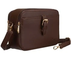 Maža moteriška „Peterson“ crossbody rankinė per petį, ruda, iš ekologiškos odos