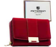 Moteriška bordo ekologiškos odos piniginė su spaude „Peterson“ ST51