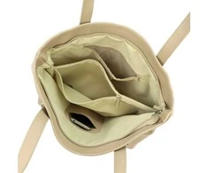 Moteriška didelė natūralios odos rankinė MiaMore 01-058, tamsiai smėlio, shopper tipo